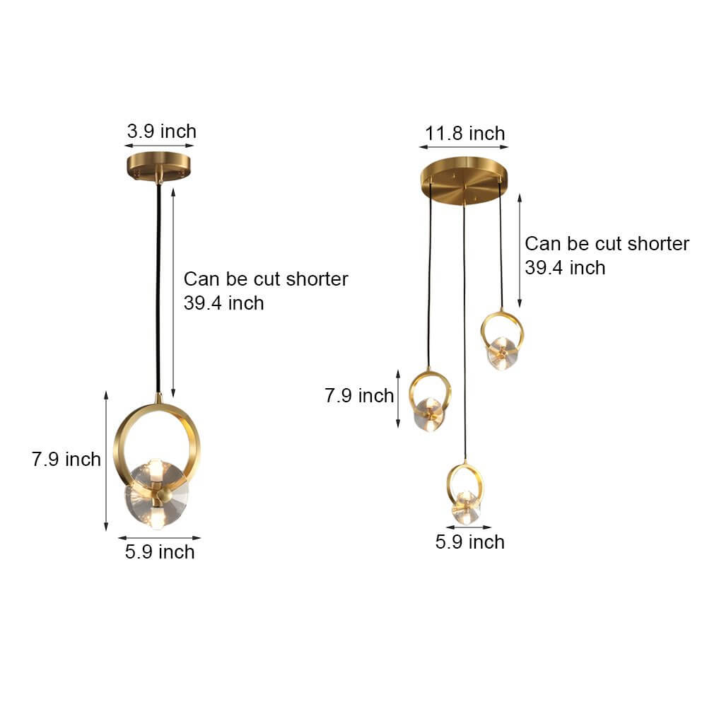 Aureon copper crystal pendant light in a contemporary dining room setting