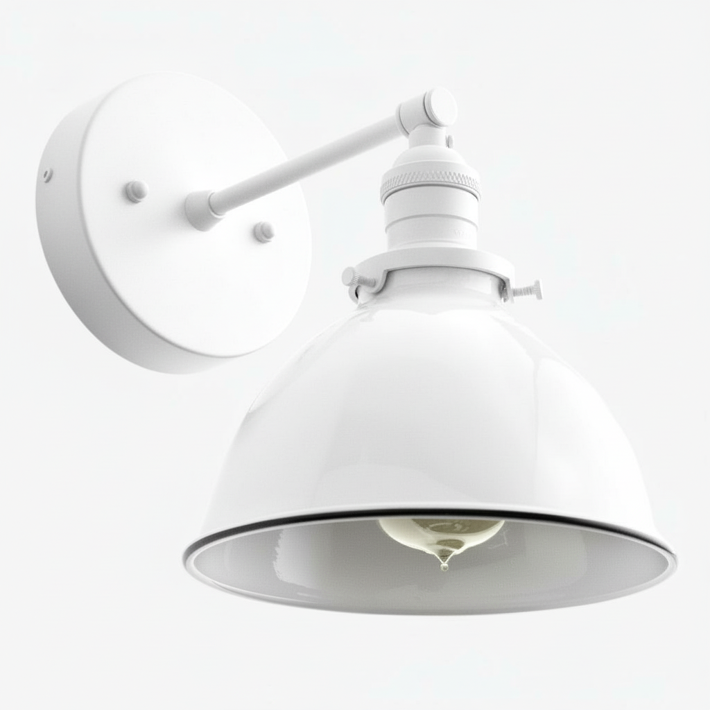 Vantara Conique Wall Sconce – White Metal Shade Light for Modern Interiors