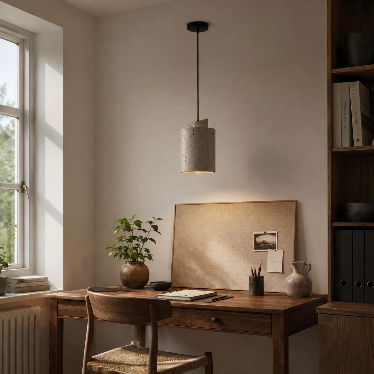 Zuka Travertine Cylinder Pendant Light