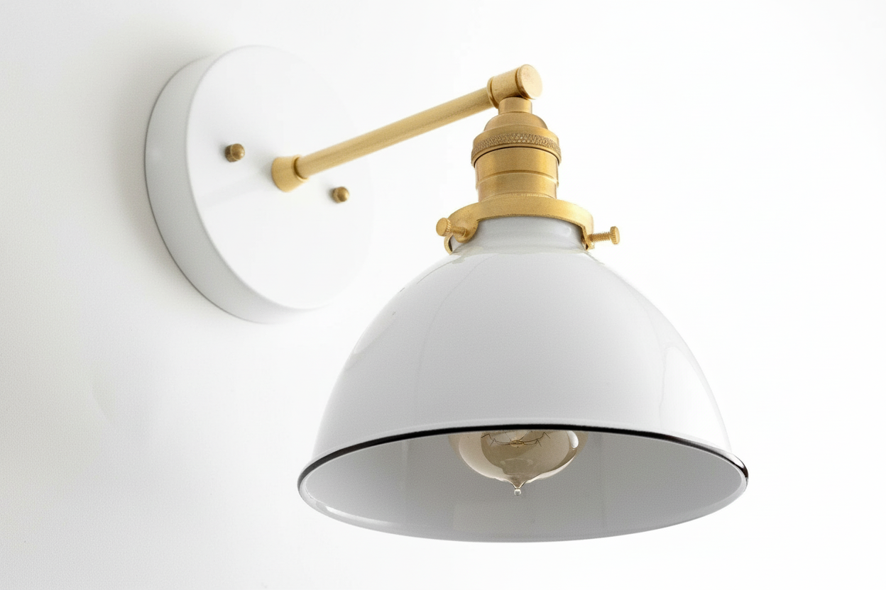 Vantara Conique Wall Sconce – White Metal Shade Light for Modern Interiors