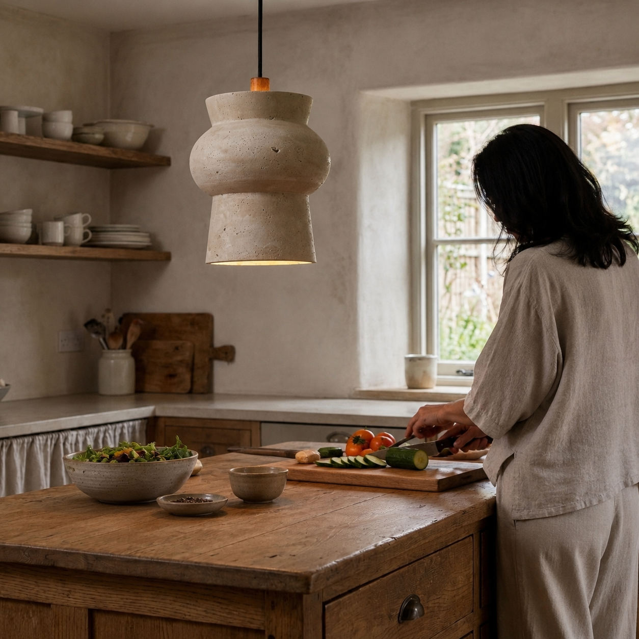 Numa Travertine Pendant Light
