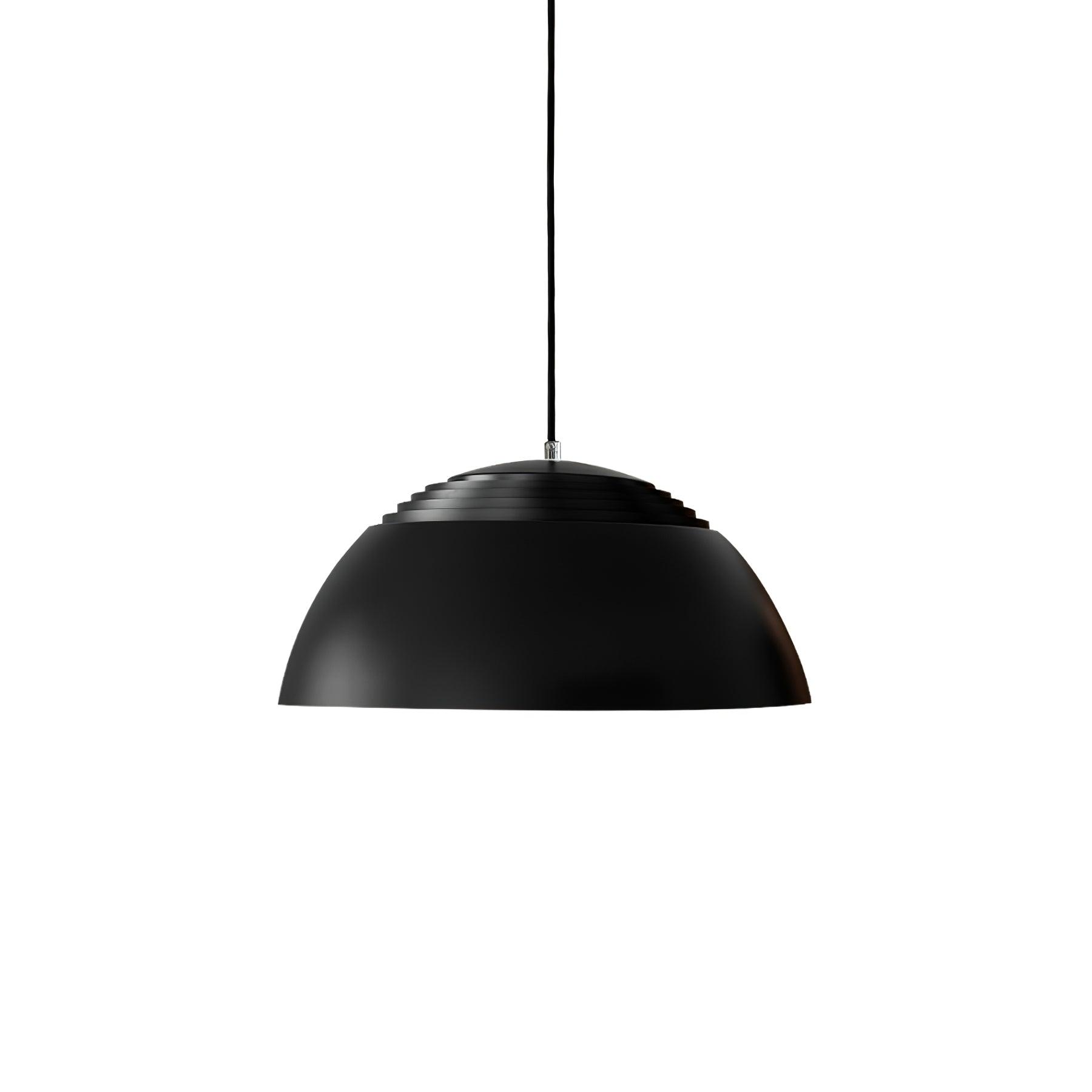 Vantara pendant light in matte white showing full cable length and hanging drop in situ
