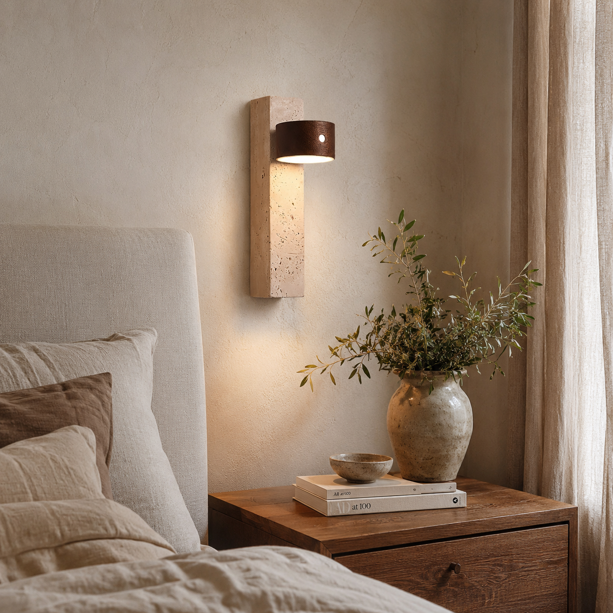 Yuva Travertine Rechargeable Wall Light