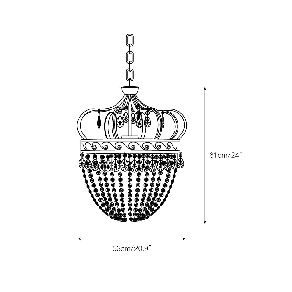 Vantara crystal chandelier large size D 53 cm, antique gold, dining room overhead view