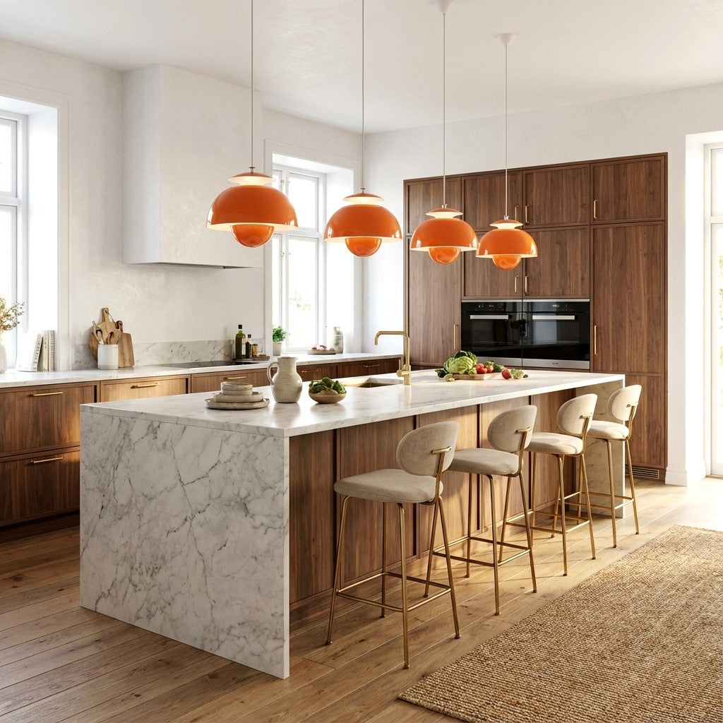 Vantara Orin Sculptural Flower Pendant Light – Nordic Metal Hanging Lamp for Bedroom, Kitchen & Living Room