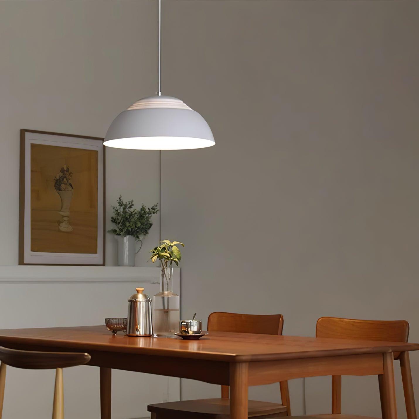 Vantara drum pendant light small and large sizes shown side by side at scale
