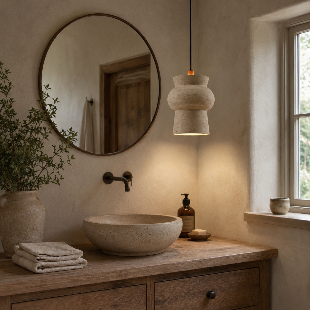 Numa Travertine Pendant Light
