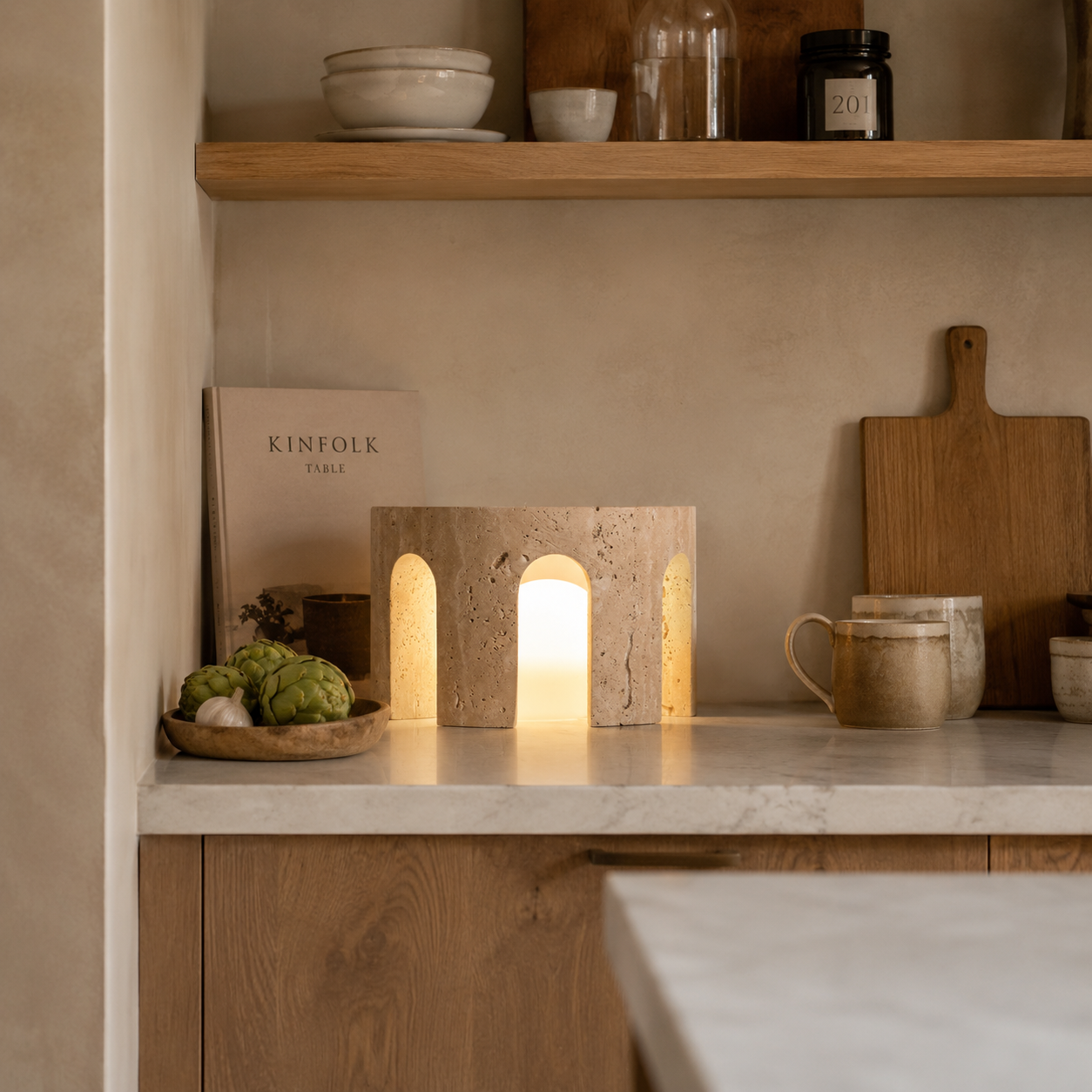 Mako Travertine Table Lamp