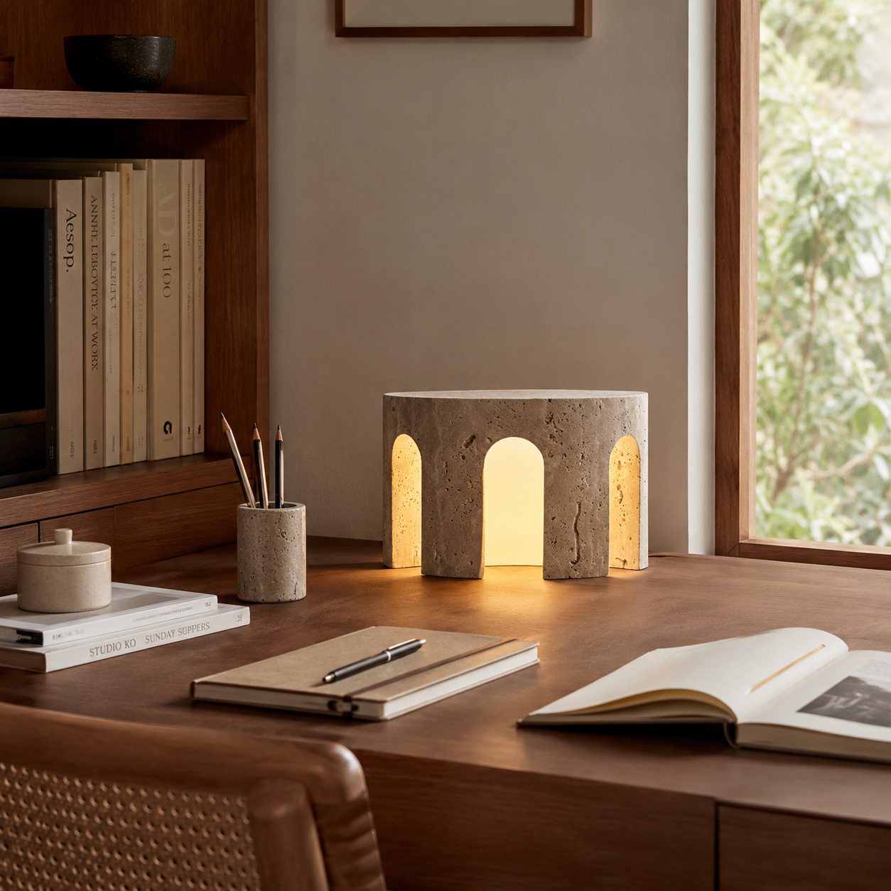 Mako Travertine Table Lamp