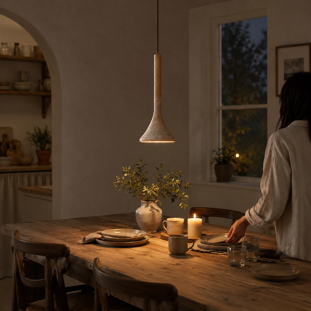 Yona Travertine Pendant Light