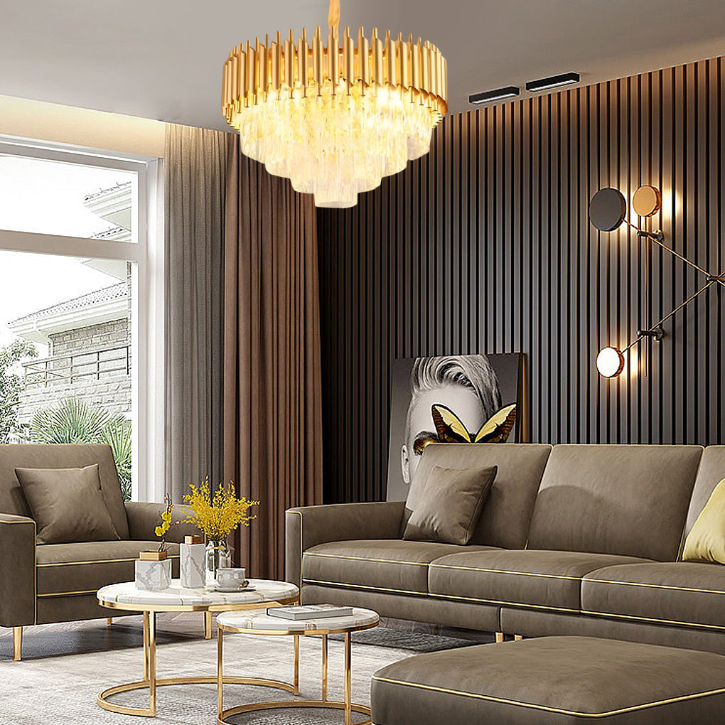 Auréline crystal chandelier in black, contemporary glass pendant light above dining table