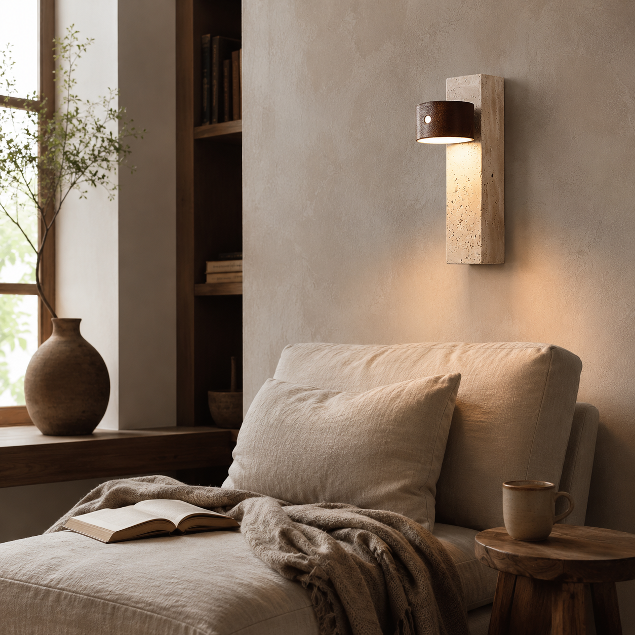 Yuva Travertine Rechargeable Wall Light