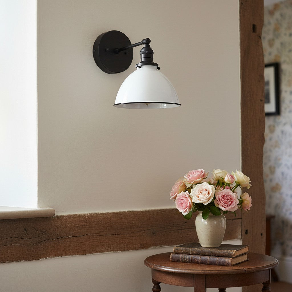 Vantara Conique Wall Sconce – White Metal Shade Light for Modern Interiors