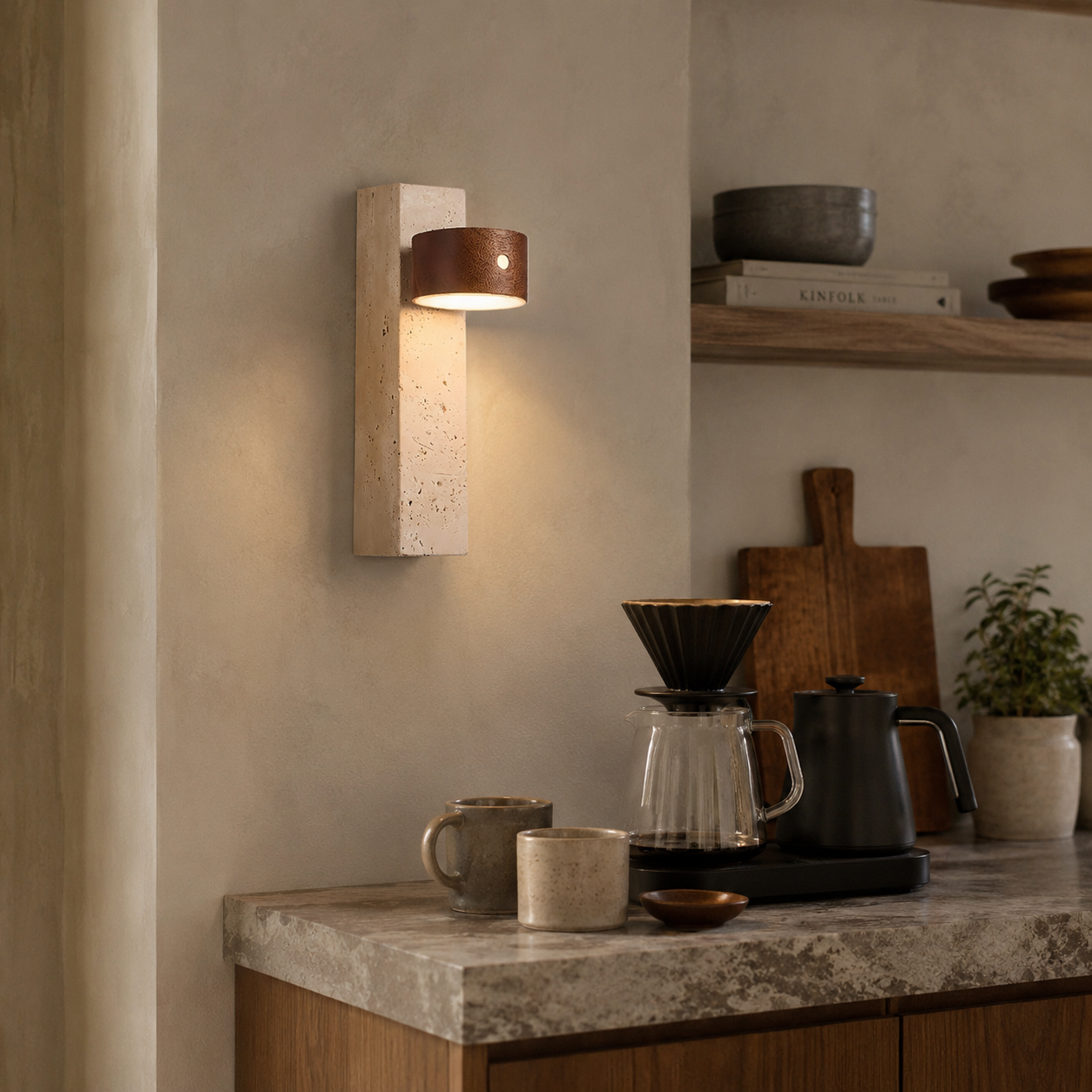 Yuva Travertine Rechargeable Wall Light