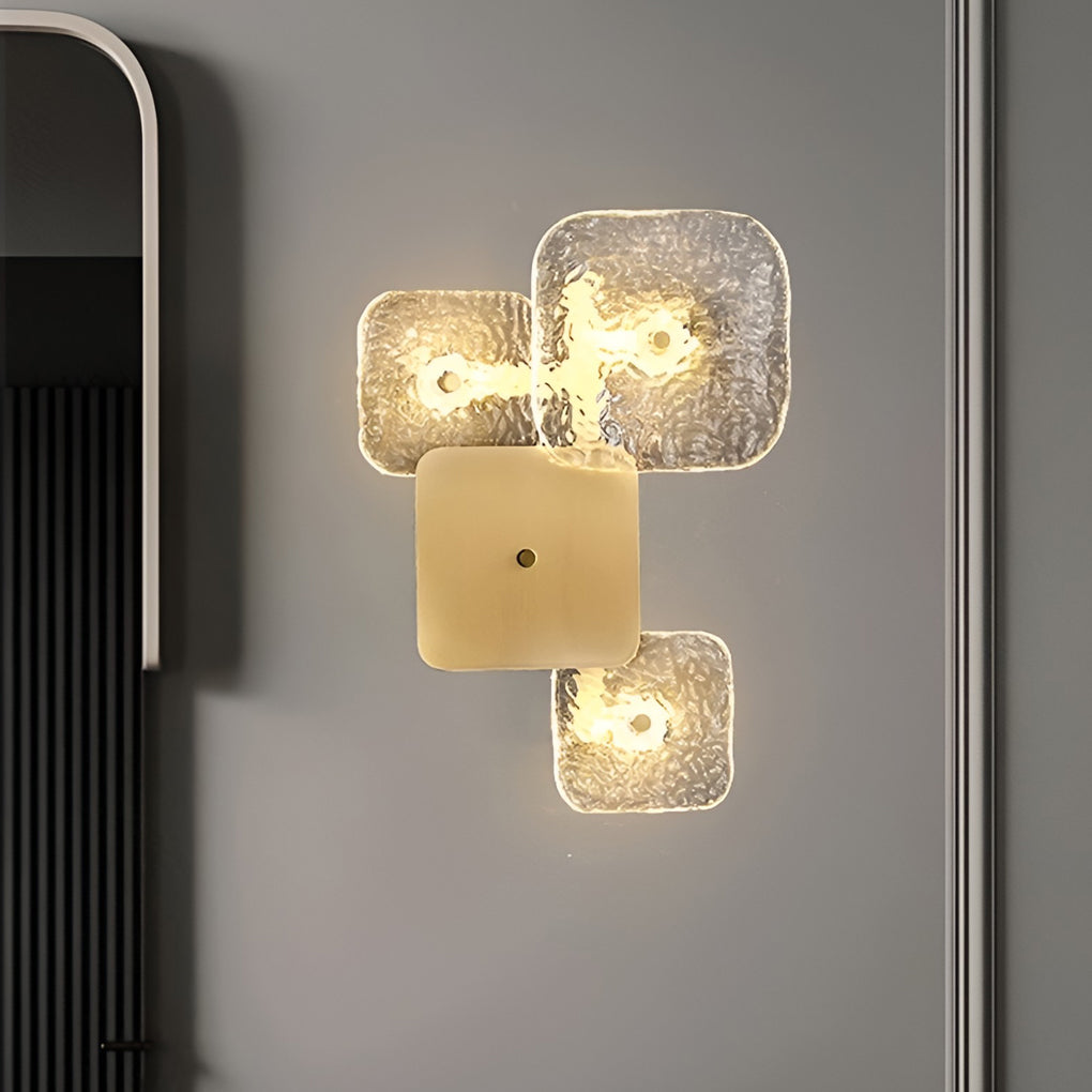 Alure copper and glass LED wall sconce in a modern living room interior