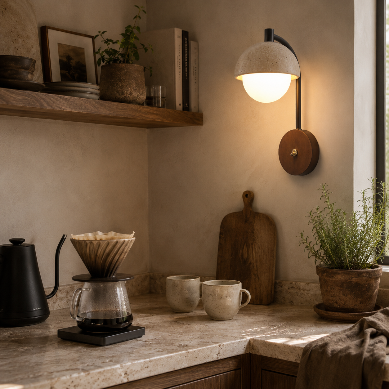 Reva Travertine Wall Light