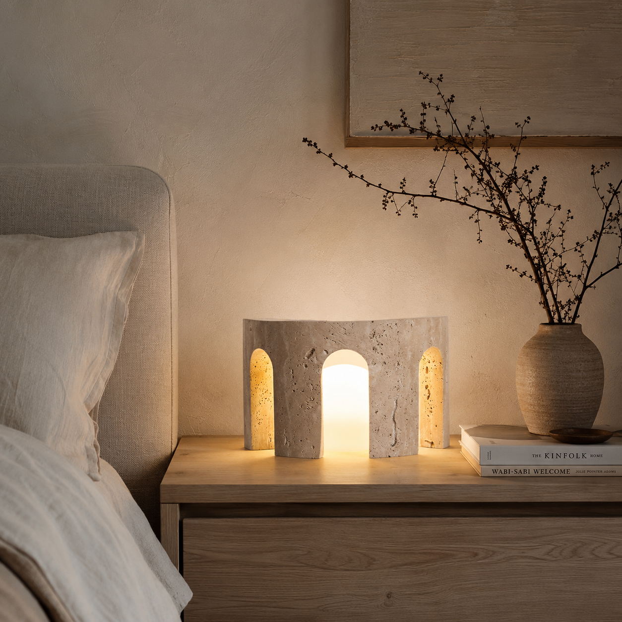 Mako Travertine Table Lamp