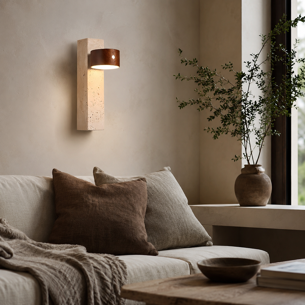 Yuva Travertine Rechargeable Wall Light