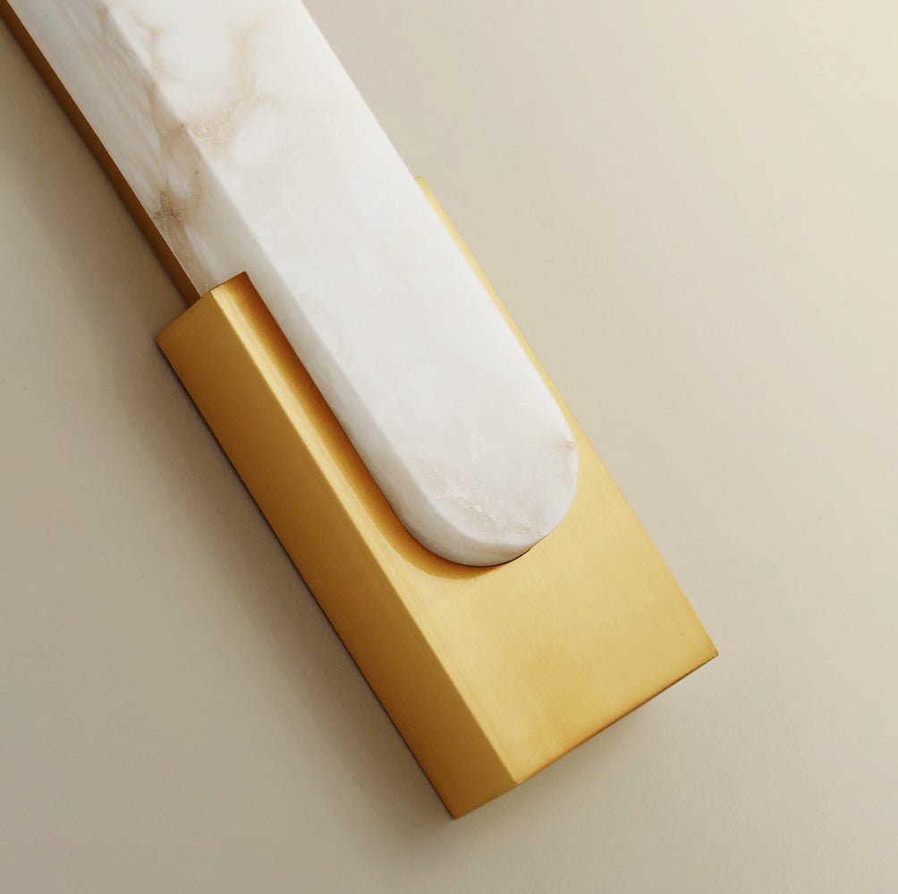 Iwara Iwara Wall Light product flat lay showing stone shade and metal arm components
