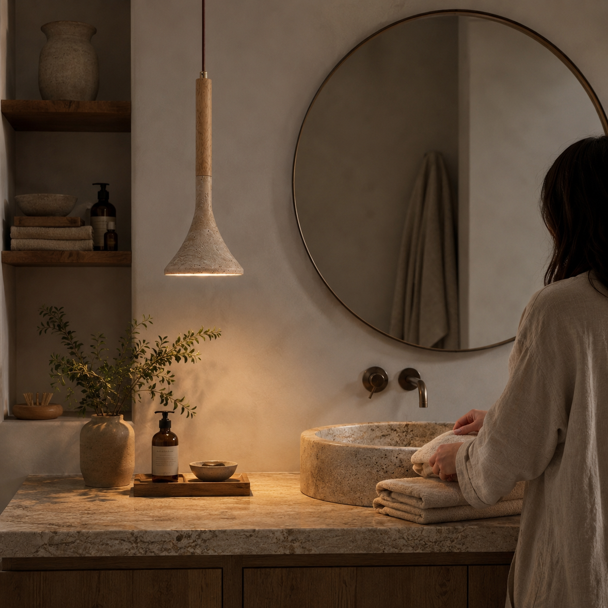 Yona Travertine Pendant Light