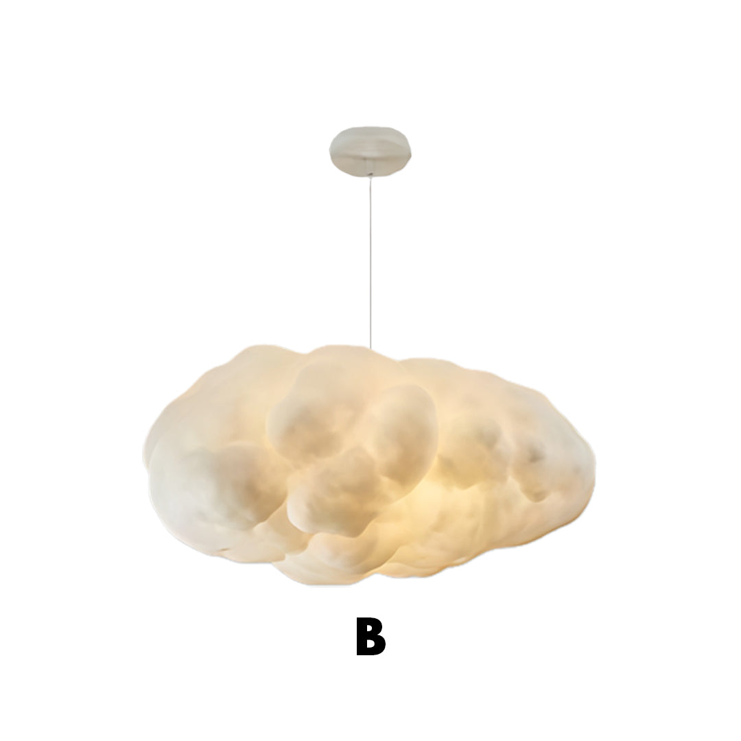 Aureon Cloud B pendant light style, white sculpted fabric shade