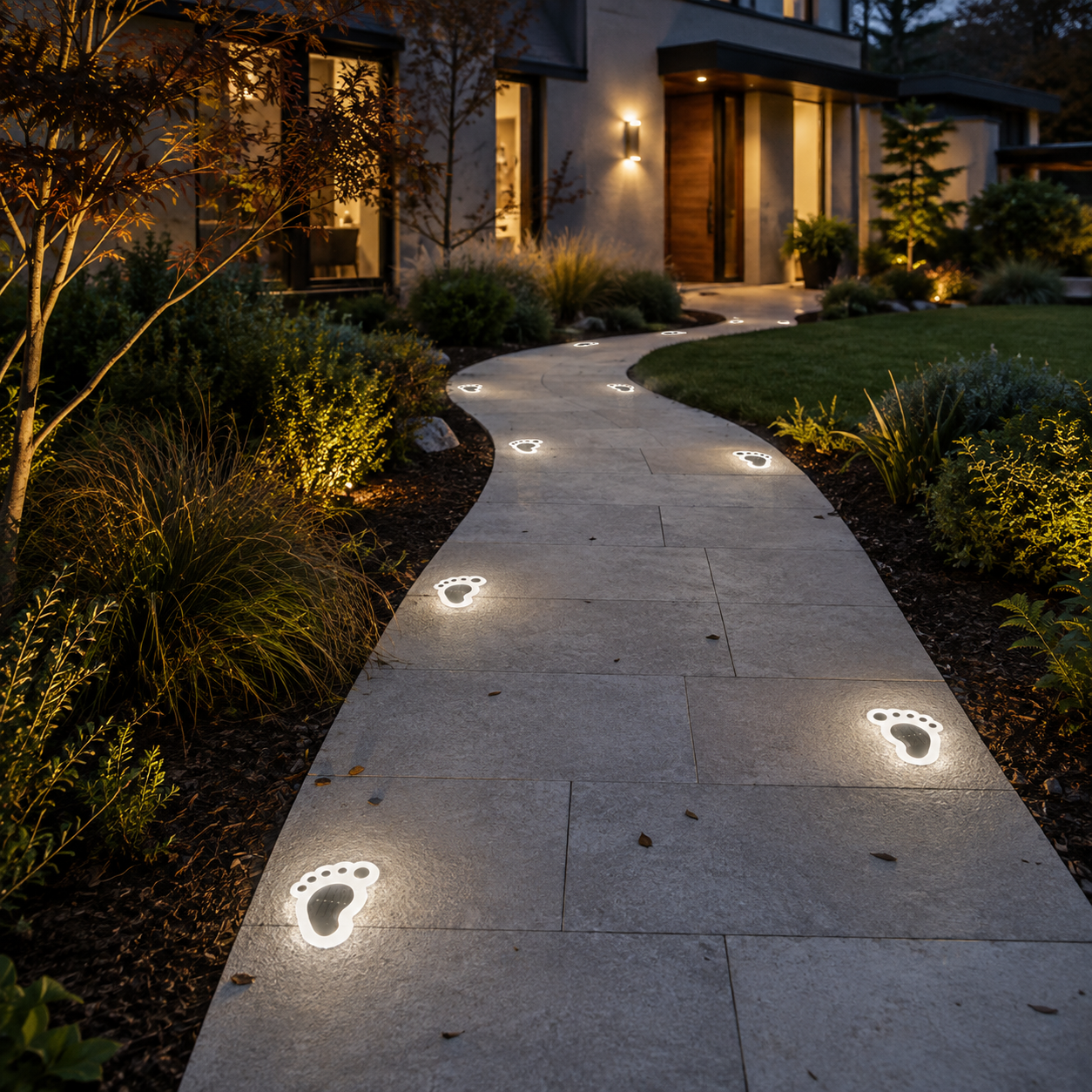 Solvara 2 PCS Solar Footprint Garden Lights, Modern Waterproof Outdoor Landscape Path Lights