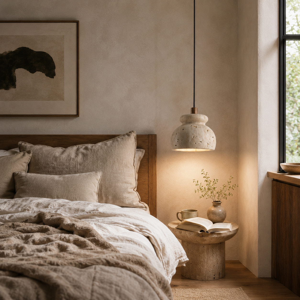 Tsuyu Travertine Pendant Light