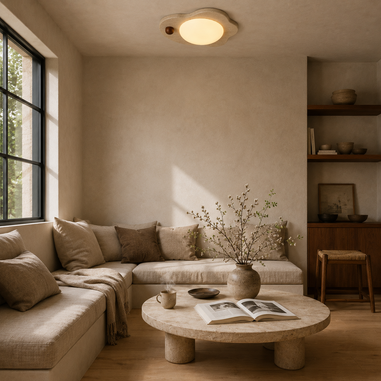 Elara Travertine Bloom Ceiling Light