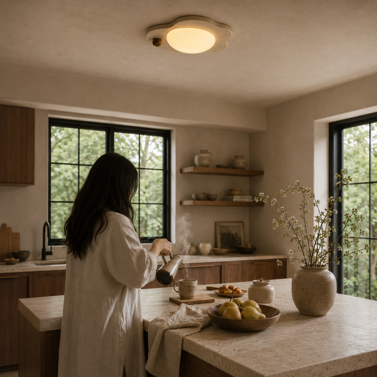 Elara Travertine Bloom Ceiling Light