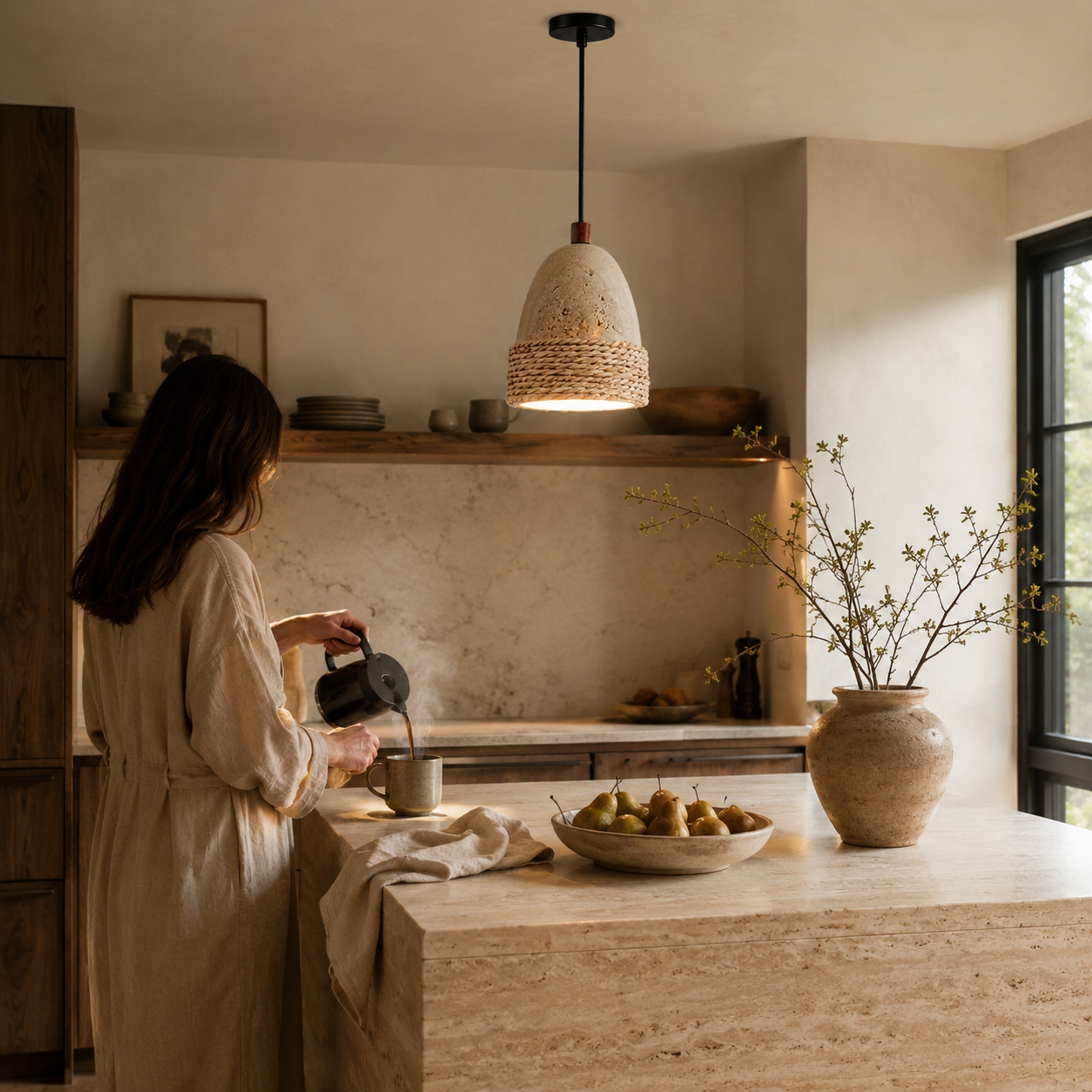 Amara Travertine Pendant Light