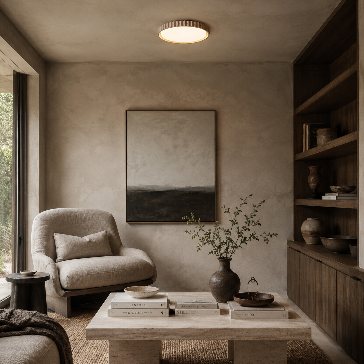 Mira Travertine Ring Ceiling Light