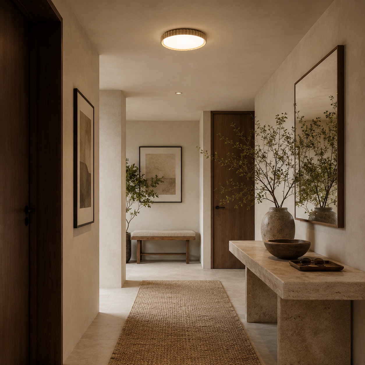 Mira Travertine Ring Ceiling Light