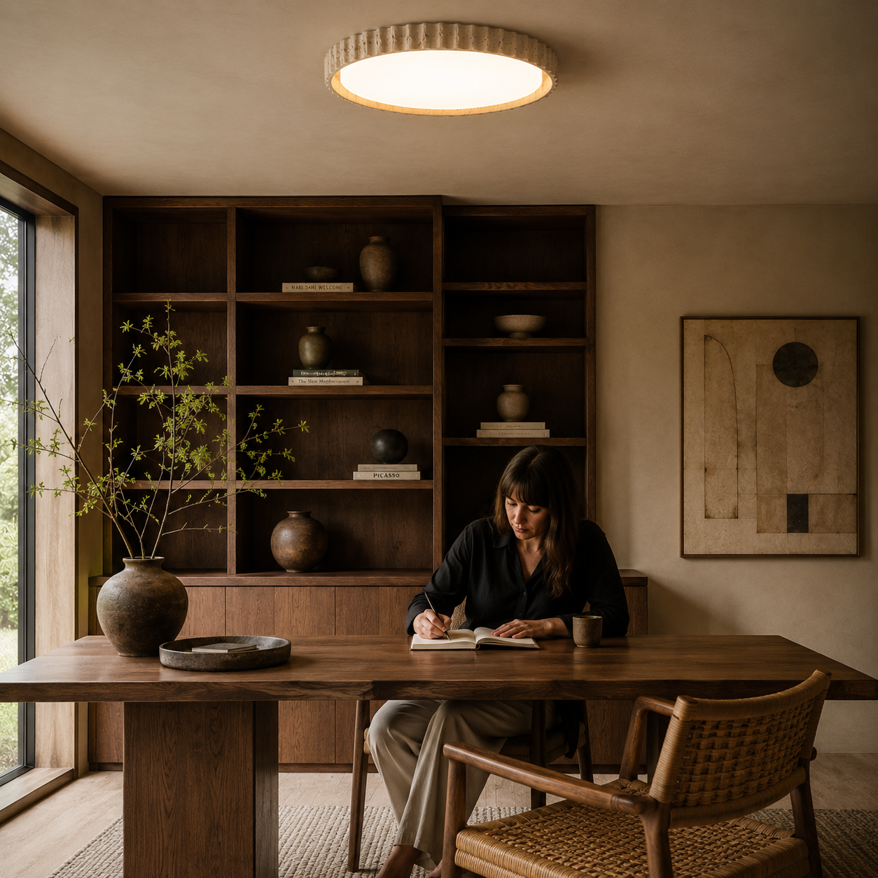 Mira Travertine Ring Ceiling Light
