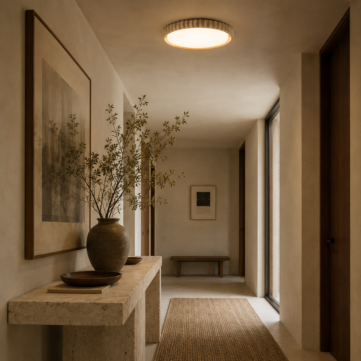 Mira Travertine Ring Ceiling Light