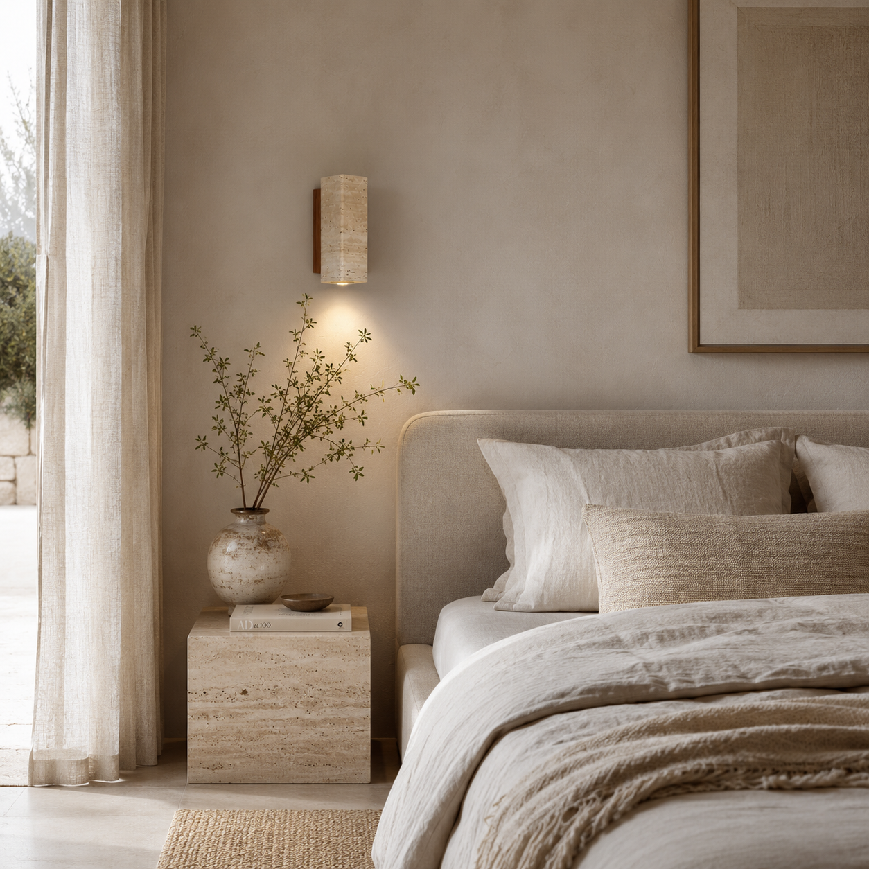 Taiko Travertine Plug-In Wall Light