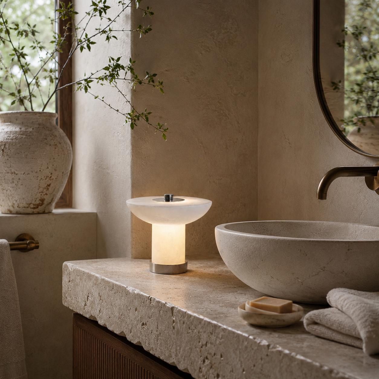 Reine Rechargeable Stone Table Lamp
