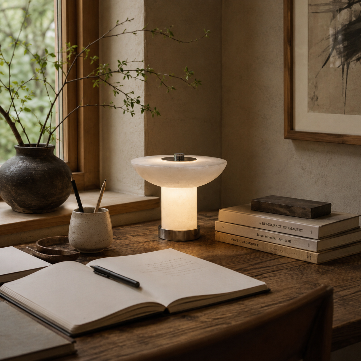 Reine Rechargeable Stone Table Lamp