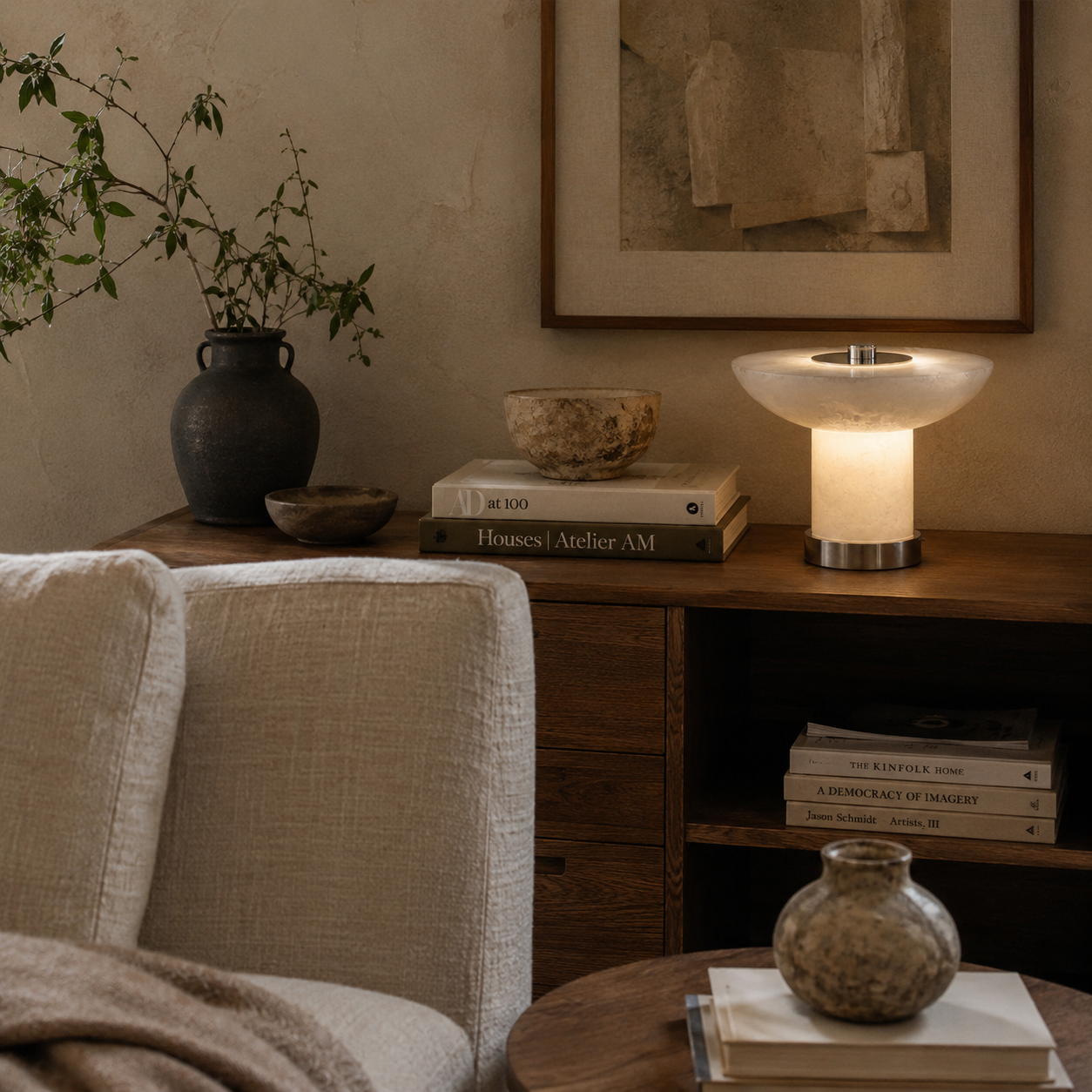 Reine Rechargeable Stone Table Lamp