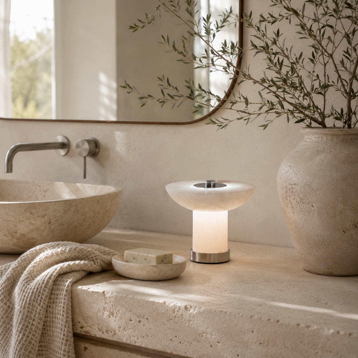 Reine Rechargeable Stone Table Lamp