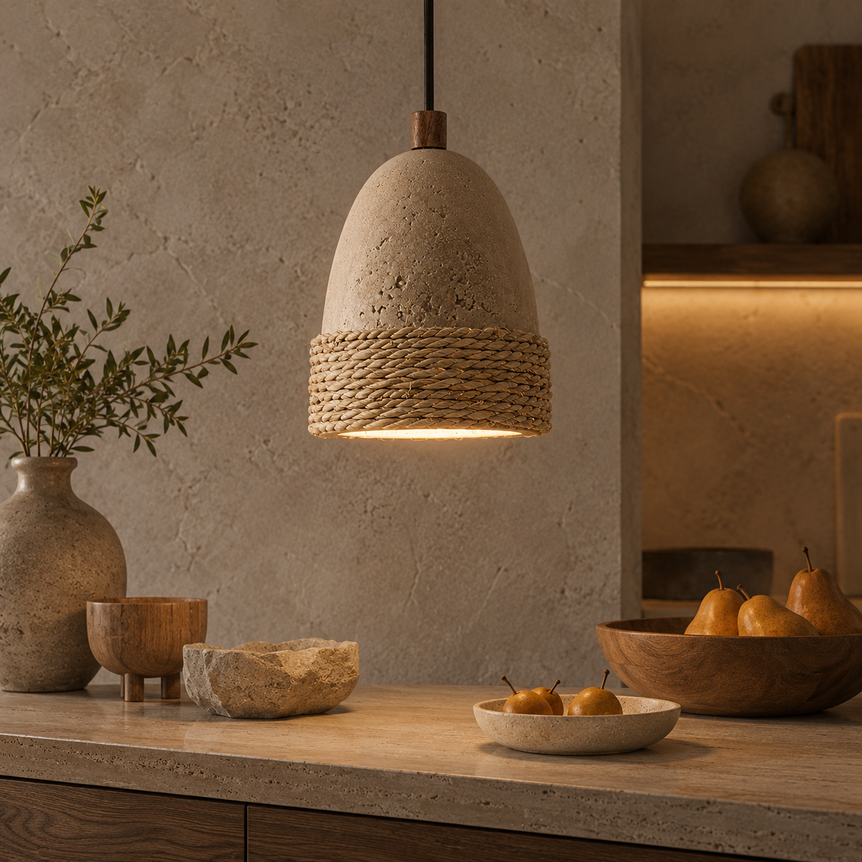 Amara Travertine Pendant Light