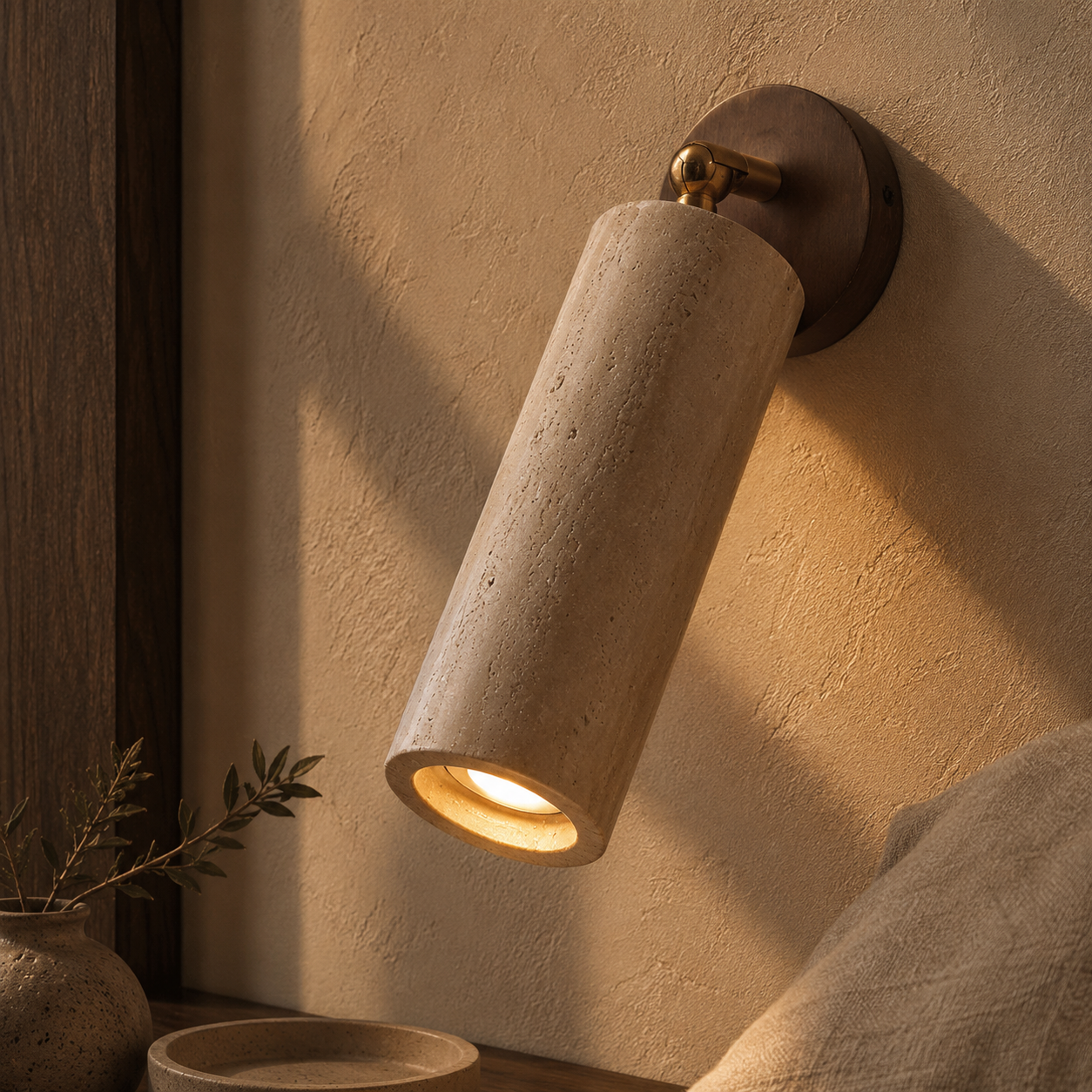 Isla Adjustable Travertine Wall Sconce
