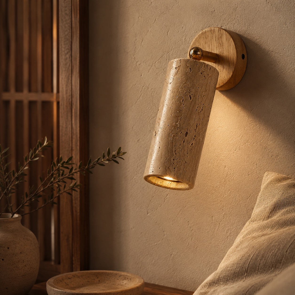 Isla Adjustable Travertine Wall Sconce