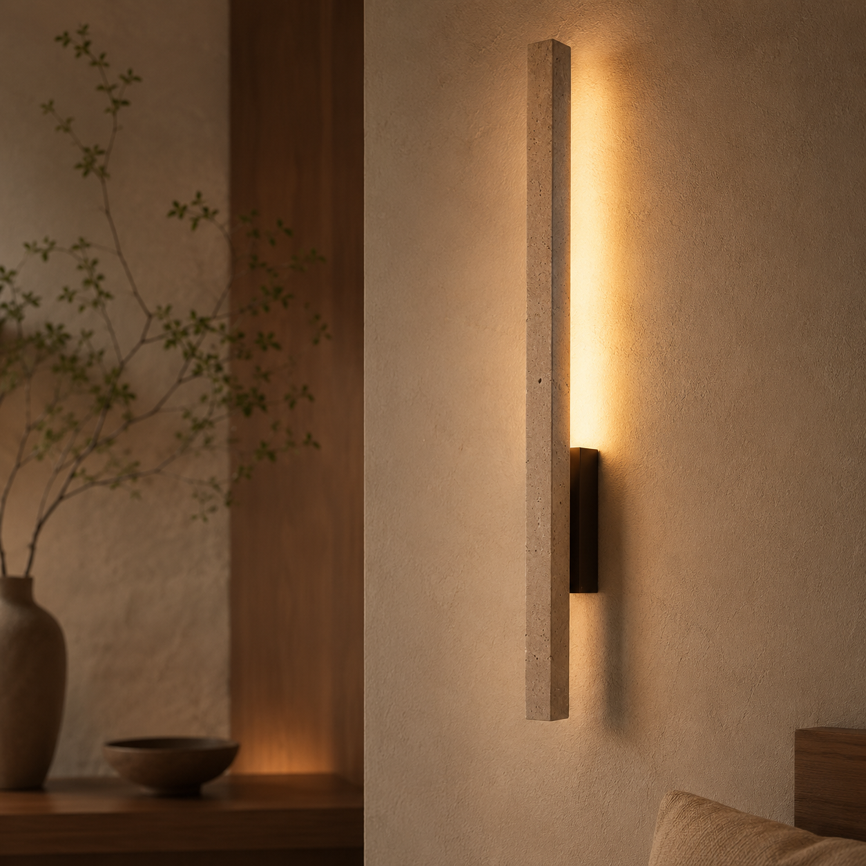Elowen Slim Travertine Wall Lamp