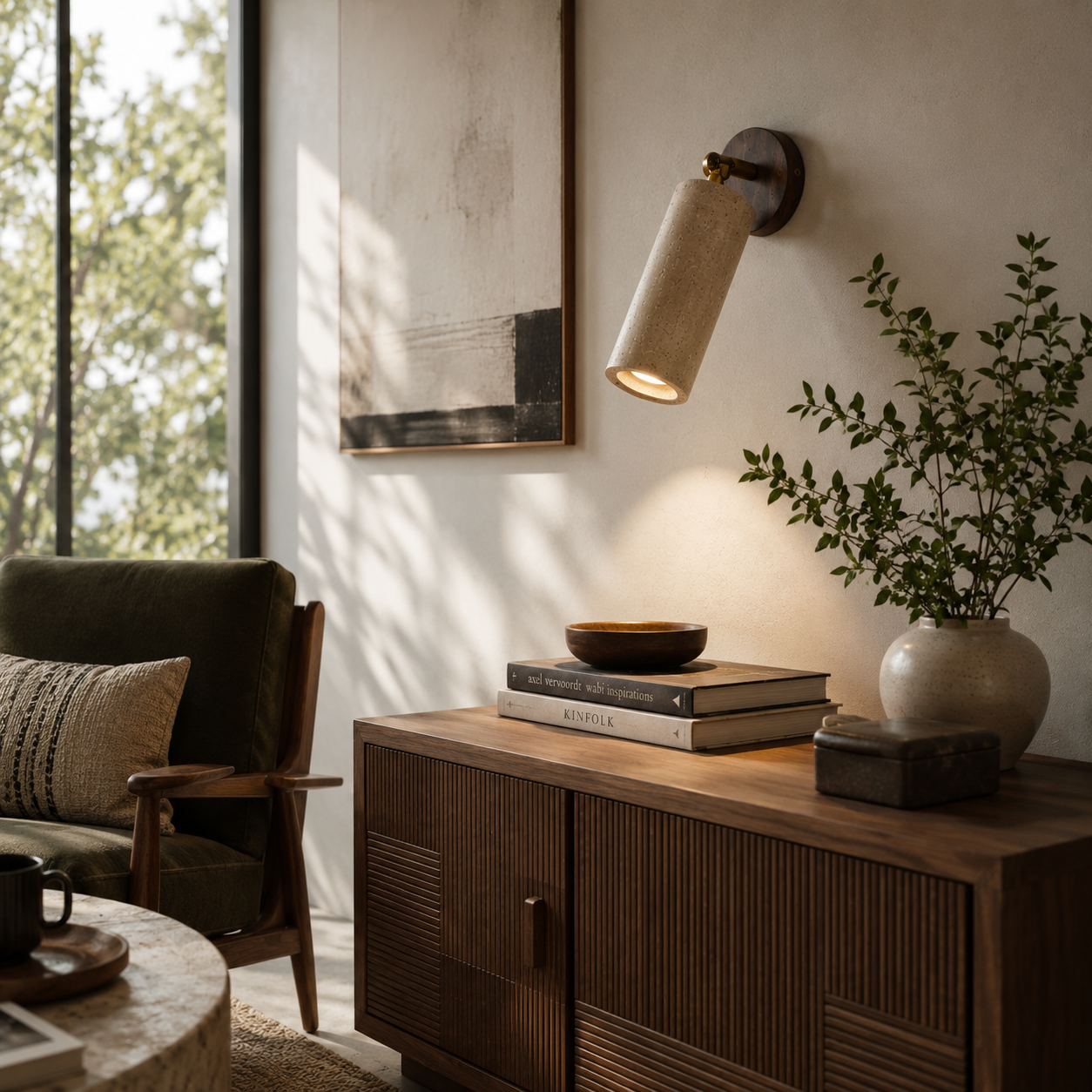 Isla Adjustable Travertine Wall Sconce