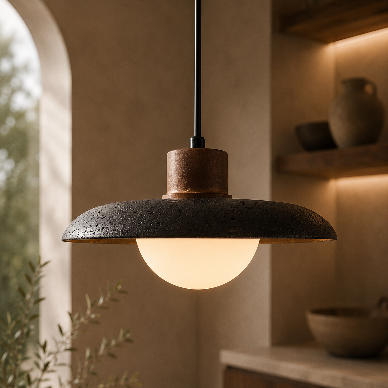 Celestine Stone Dome Pendant Light