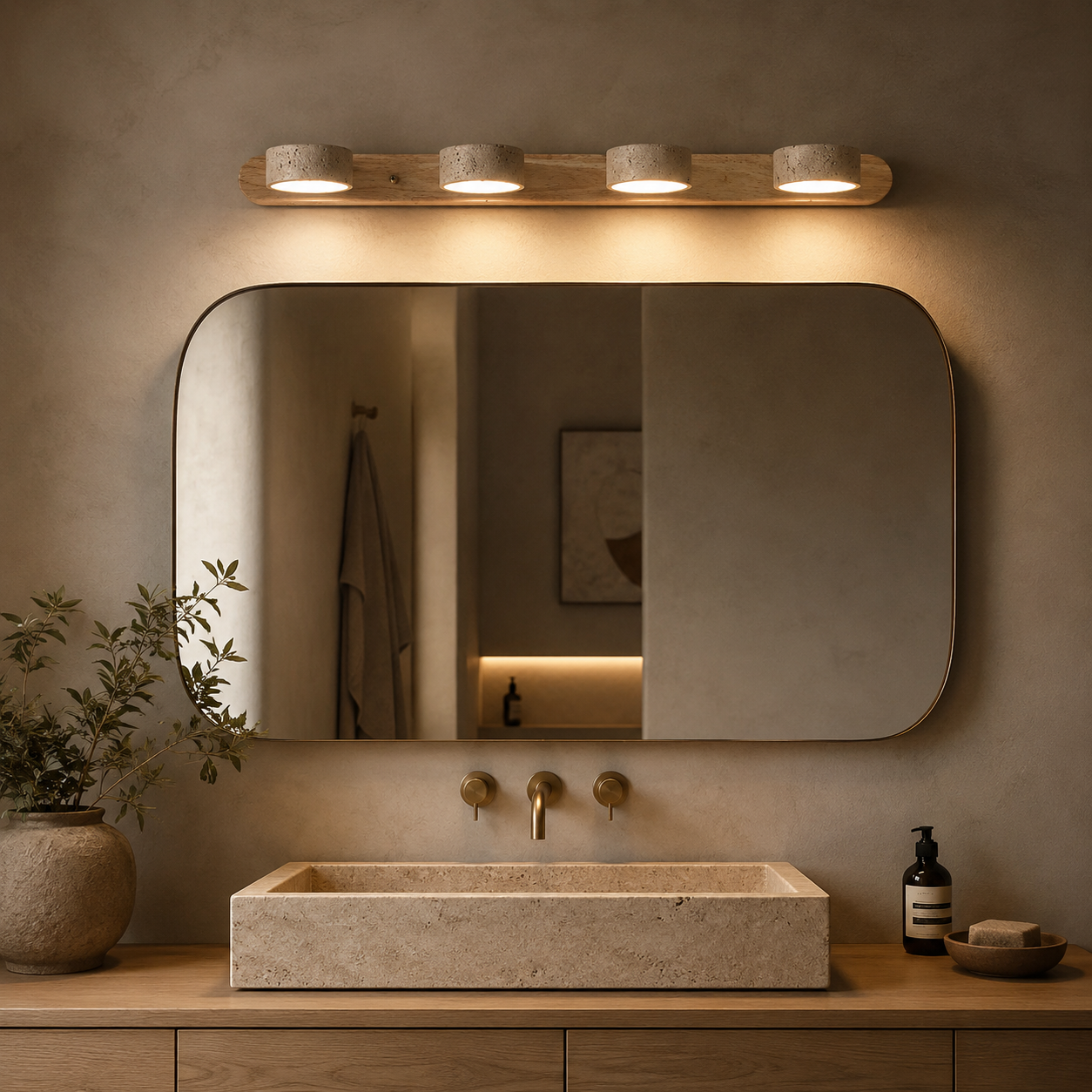 Akari Travertine Wall Sconce Light