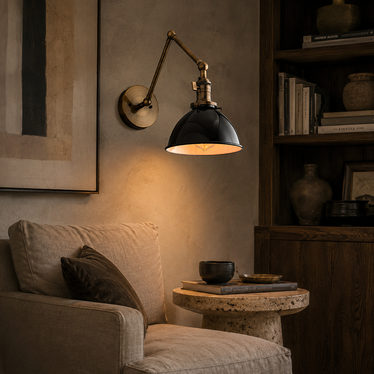 Vantara Conique Adjustable Wall Sconce – Vintage Industrial Metal Wall Light for Bedroom, Living Room & Hallway