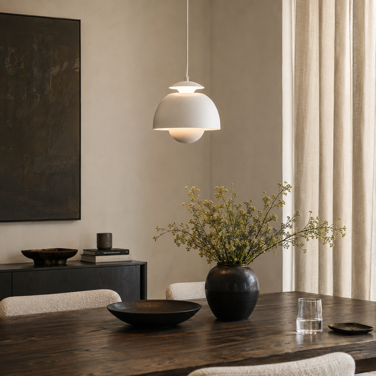 Vantara Orin Sculptural Flower Pendant Light – Nordic Metal Hanging Lamp for Bedroom, Kitchen & Living Room