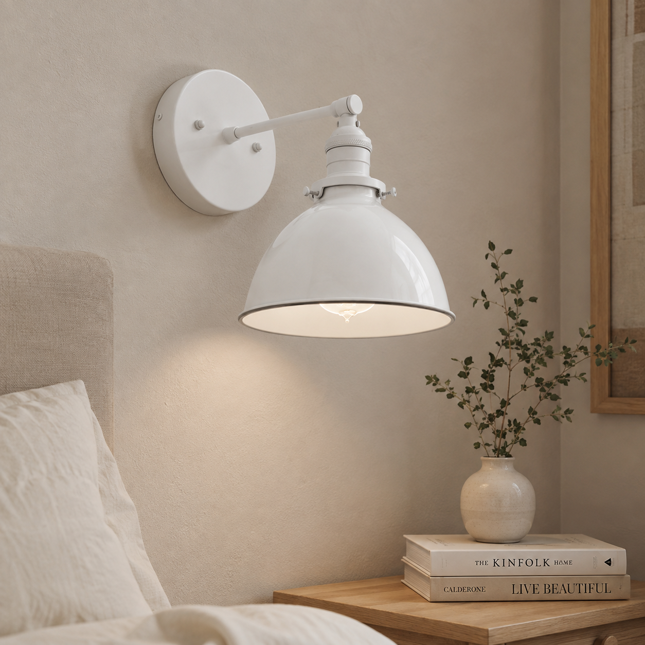 Vantara Conique Wall Sconce – White Metal Shade Light for Modern Interiors