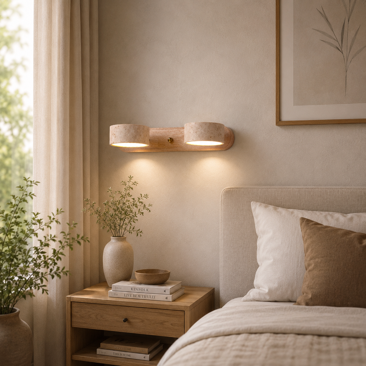 Akari Travertine Wall Sconce Light